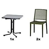 Siena Garden Urban Lights Gartenmöbel-Set Square Stuhl/Paco Tisch (Stuhl (L x B x H): 56 x 56 x 80 cm, Tisch (L x B x H): 70 x 70 x 71 cm, 3 -tlg., Polypropylen, Melamin, Olive/Anthrazit) | BAUHAUS