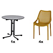 Siena Garden Urban Lights Gartenmöbel-Set District Sessel/Sola Tisch (Tisch (Ø x H): 80 x 70 cm, Sessel (L x B x H): 50 x 60 x 81 cm, 5 -tlg., Polypropylen, Mustard/Anthrazit, Stapelbar) | BAUHAUS