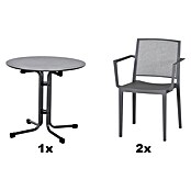 Siena Garden Urban Lights Gartenmöbel-Set Square Sessel/Sola Tisch (3 -tlg., Polypropylen, Grau/Anthrazit, ⌀ 80 cm) | BAUHAUS