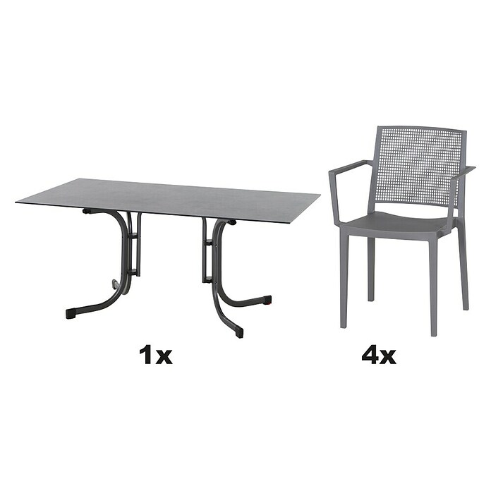 Siena Garden Urban Lights Gartenmöbel-Set Square Sessel/Sola Tisch (5 -tlg., Polypropylen, Grau/Anthrazit, 160 x 90 cm) | BAUHAUS