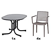 Siena Garden Urban Lights Gartenmöbel-Set Square Sessel/Paco Tisch (Sessel (L x B x H): 56 x 56 x 80 cm, Tisch (L x B x H): 140 x 90 x 71 cm, 5 -tlg., Polypropylen, Melamin, Taupe/Anthrazit) | BAUHAUS