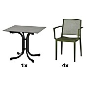 Siena Garden Urban Lights Gartenmöbel-Set Square Sessel/Sola Tisch (5 -tlg., Polypropylen, Olive/Anthrazit, 80 x 80 cm) | BAUHAUS