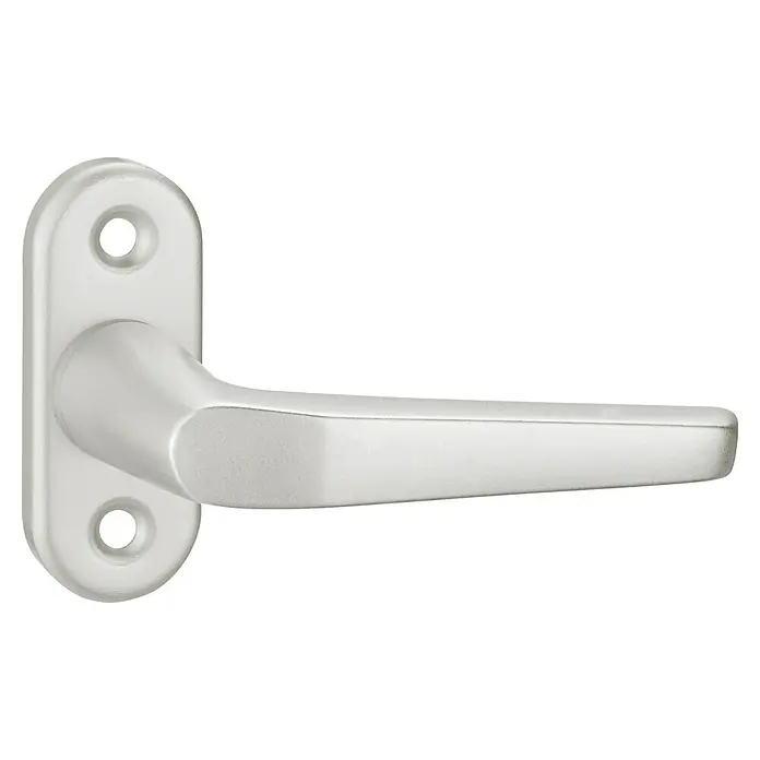 Portaferm Fenstergriff - Vierkantstift: 7 mm, Silber, Universell einsetzbar, Form Drücker: L-Form - Türgriff aus Aluminium mit Befestigungslöchern, ideal für moderne Inneneinrichtungen. Die Oberfläche ist matt und widerstandsfähig.