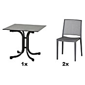 Siena Garden Urban Lights Gartenmöbel-Set Square Stuhl/Sola Tisch (3 -tlg., Polypropylen, Grau/Anthrazit, 80 x 80 cm) | BAUHAUS