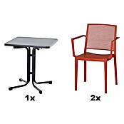 Siena Garden Urban Lights Gartenmöbel-Set Square Sessel/Paco Tisch (Sessel (L x B x H): 56 x 56 x 80 cm, Tisch (L x B x H): 70 x 70 x 71 cm, 3 -tlg., Polypropylen, Melamin, Brick/Anthrazit) | BAUHAUS