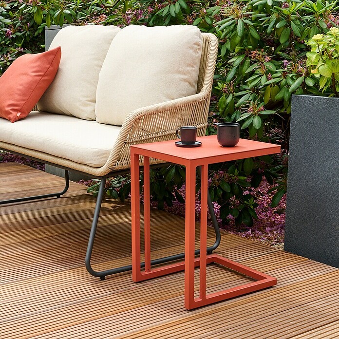 Siena Garden Garten-Beistelltisch Ramo (L x B x H: 33,5 x 40 x 50 cm, Tischplatte aus Fairstone, Quadratisch, Rot) | BAUHAUS