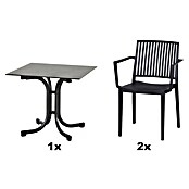 Siena Garden Urban Lights Gartenmöbel-Set Lane Sessel/Sola Tisch (3 -tlg., Polypropylen, Anthrazit, 80 x 80 cm) | BAUHAUS