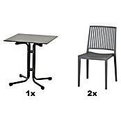 Siena Garden Urban Lights Gartenmöbel-Set Lane Stuhl/Sola Tisch (3 -tlg., Polypropylen, Grau/Anthrazit, 65 x 65 cm) | BAUHAUS