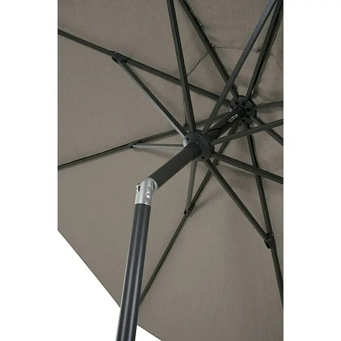 Siena Garden Marktschirm rund Bosco - Taupe, Durchmesser Bespannung: 300 cm - Nahaufnahme eines stilvollen Sonnenschirms mit robustem Gestell und hochwertigem Stoff. Ideal für entspannte Stunden im Freien.