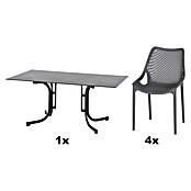 Siena Garden Urban Lights Gartenmöbel-Set District Sessel/Sola Tisch (Tisch (L x B x H): 160 x 90 x 71 cm, Sessel (L x B x H): 50 x 60 x 81 cm, 5 -tlg., Polypropylen, Grau/Anthrazit, Stapelbar) | BAUHAUS