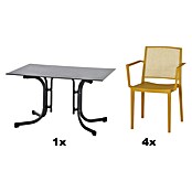 Siena Garden Urban Lights Gartenmöbel-Set Square Sessel/Sola Tisch (5 -tlg., Polypropylen, Mustard/Anthrazit, 120 x 80 cm) | BAUHAUS
