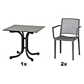 Siena Garden Urban Lights Gartenmöbel-Set Square Sessel/SolaTisch (3 -tlg., Polypropylen, Grau/Anthrazit, 80 x 80 cm) | BAUHAUS