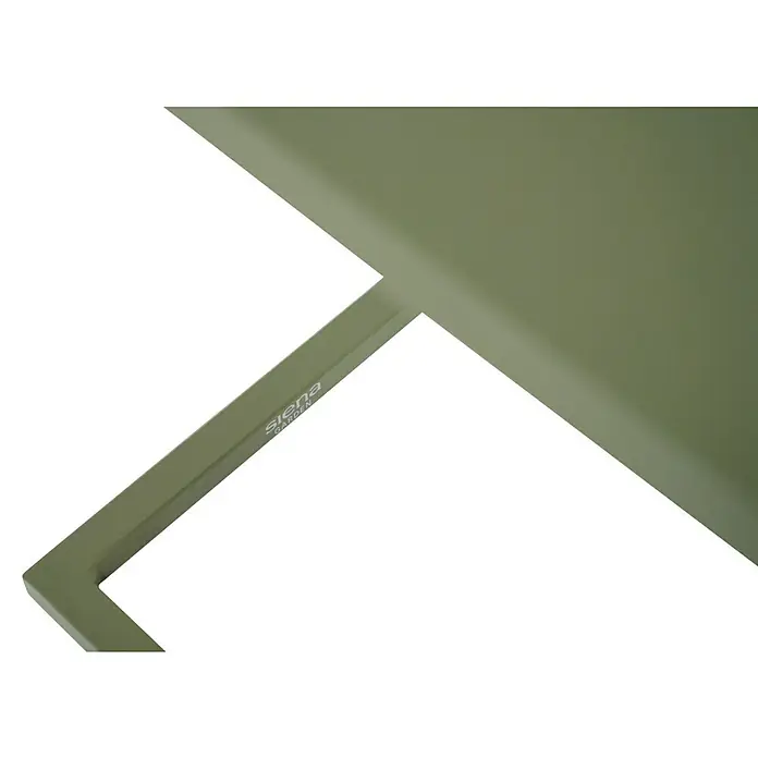 Siena Garden Garten-Beistelltisch Ramo - L x B x H: 33,5 x 40 x 50 cm, Melamin, Quadratisch, Olive - Nahaufnahme eines grünen Siena Garden Möbelstücks mit klaren Linien und minimalistischem Design.