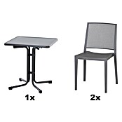 Siena Garden Urban Lights Gartenmöbel-Set Square Stuhl/Paco Tisch (Stuhl (L x B x H): 56 x 56 x 80 cm, Tisch (L x B x H): 70 x 70 x 71 cm, 3 -tlg., Polypropylen, Melamin, Grau/Anthrazit) | BAUHAUS