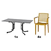 Siena Garden Urban Lights Gartenmöbel-Set Square Sessel/Sola Tisch (5 -tlg., Polypropylen, Mustard/Anthrazit, 160 x 90 cm) | BAUHAUS