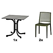 Siena Garden Urban Lights Gartenmöbel-Set Square Stuhl/Sola Tisch (3 -tlg., Polypropylen, Olive/Anthrazit, 80 x 80 cm) | BAUHAUS