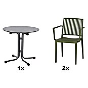 Siena Garden Urban Lights Gartenmöbel-Set Lane Sessel/Sola Tisch (3 -tlg., Polypropylen, Hochdruck-Schichtpressstoff (HPL), Olive/Anthrazit, Stapelbar) | BAUHAUS