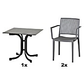 Siena Garden Urban Lights Gartenmöbel-Set Lane Sessel/Sola Tisch (3 -tlg., Polypropylen, Grau/Anthrazit, 80 x 80 cm) | BAUHAUS