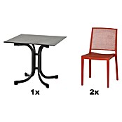 Siena Garden Urban Lights Gartenmöbel-Set Square Stuhl/Sola Tisch (3 -tlg., Polypropylen, Brick/Anthrazit, 80 x 80 cm) | BAUHAUS