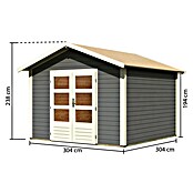Karibu Gartenhaus Talkau 8 (330 x 330 cm, Wandstärke: 28 mm, Satteldach, Grau)
