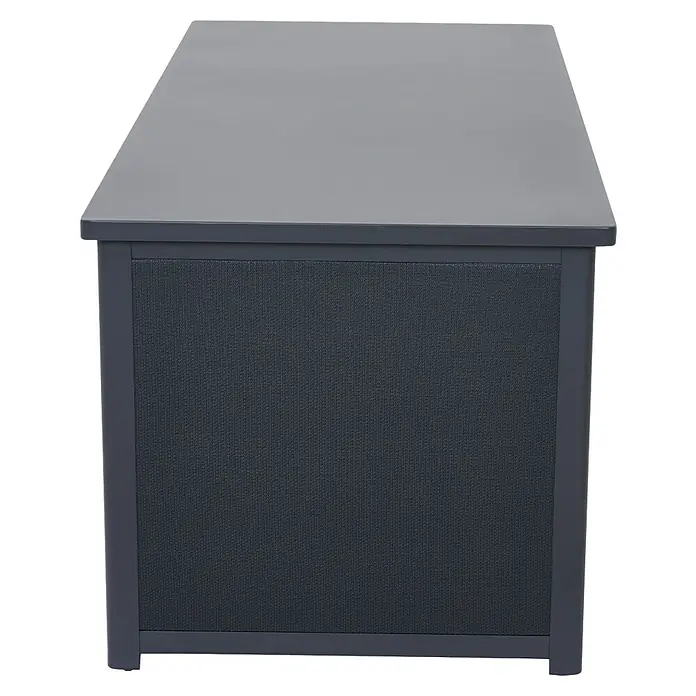Siena Garden Garten-Aufbewahrungsbox Sabano - 181 x 79,3 x 75 cm, Aluminium, Anthrazit - Dunkelgraue Outdoor-Aufbewahrungsbox mit glatter Oberfläche und texturierten Seitenwänden.
