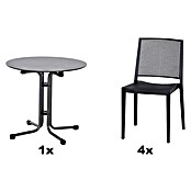 Siena Garden Urban Lights Gartenmöbel-Set Square Stuhl/Sola Tisch (5 -tlg., Polypropylen, Anthrazit, ⌀ 80 cm) | BAUHAUS