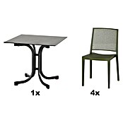 Siena Garden Urban Lights Gartenmöbel-Set Square Stuhl/Sola Tisch (5 -tlg., Polypropylen, Olive/Anthrazit, 80 x 80 cm) | BAUHAUS