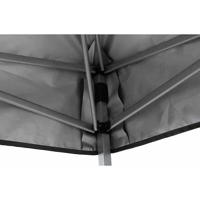 Gardamo Faltpavillon EasyUp - Farbe Dach: Anthrazit - Detailaufnahme des Gestänges und Stoffdachs eines Pavillons, das die Konstruktion und das Material hervorhebt.