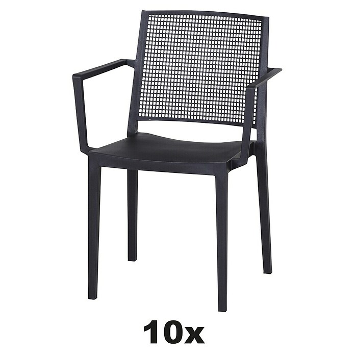 Siena Garden Urban Lights Stapelsessel Set Square (10 Stk., Polypropylen, Stapelbar, Anthrazit, B x T x H: 56 x 56 x 80 cm) | BAUHAUS