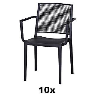 Siena Garden Urban Lights Stapelsessel Set Square (L x B x H: 56 x 56 x 80 cm, Anthrazit, Gesamtstückzahl: 10 Stk.)