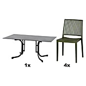 Siena Garden Urban Lights Gartenmöbel-Set Stuhl Lane/Tisch Sola (5 -tlg., Polypropylen, Olive/Anthrazit, 160 x 90 cm) | BAUHAUS