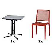 Siena Garden Urban Lights Gartenmöbel-Set Square Stuhl/Paco Tisch (Stuhl (L x B x H): 56 x 56 x 80 cm, Tisch (L x B x H): 70 x 70 x 71 cm, 3 -tlg., Polypropylen, Melamin, Brick/Anthrazit) | BAUHAUS