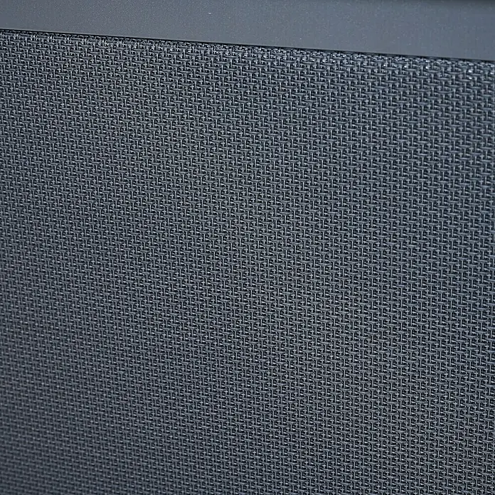 Siena Garden Garten-Aufbewahrungsbox Sabano - 181 x 79,3 x 75 cm, Aluminium, Anthrazit - Nahaufnahme eines Lautsprechergitters mit feiner Textur und einem Rahmen oben, ideal für Audio-Enthusiasten.