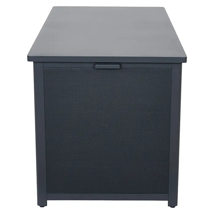 Siena Garden Garten-Aufbewahrungsbox Sabano - 159 x 79,3 x 83 cm, Aluminium, Anthrazit - Graue Aufbewahrungsbox mit einem strukturierten Paneel und einem flachen Deckel, ideal für die Lagerung im Außenbereich.