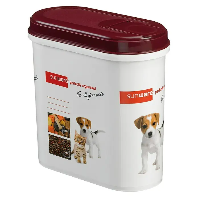 Sunware Futterbox Gallery line - L x B x H: 20 x 10 x 20 cm - Sunware Pet Food Aufbewahrungsbehälter mit rotem Deckel, perfekt für die Organisation von Tiernahrung. Praktisch und stilvoll.