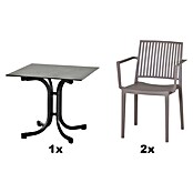 Siena Garden Urban Lights Gartenmöbel-Set Lane Sessel/Sola Tisch (3 -tlg., Polypropylen, Taupe/Anthrazit, 80 x 80 cm) | BAUHAUS