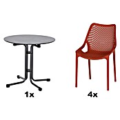 Siena Garden Urban Lights Gartenmöbel-Set District Sessel/Sola Tisch (Tisch (Ø x H): 80 x 70 cm, Sessel (L x B x H): 50 x 60 x 81 cm, 5 -tlg., Polypropylen, Brick/Anthrazit, Stapelbar) | BAUHAUS
