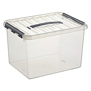 Sunware Aufbewahrungsbox Q-Line (L x B x H: 40 x 30 x 26 cm, Kunststoff, Transparent, Farbe Griff: Schwarz)