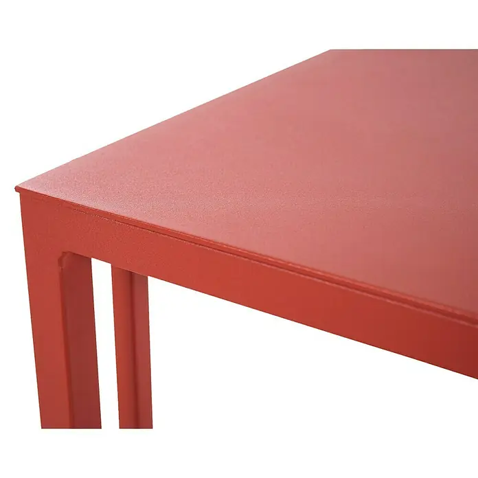 Siena Garden Garten-Beistelltisch Ramo - L x B x H: 33,5 x 40 x 50 cm, Aluminium, Quadratisch, Rot - Nahaufnahme eines roten Tisches mit pulverbeschichteter Oberfläche und minimalistischem Design für moderne Wohnräume.