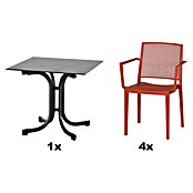 Siena Garden Urban Lights Gartenmöbel-Set Square Sessel/Sola Tisch (5 -tlg., Polypropylen, Brick/Anthrazit, 80 x 80 cm) | BAUHAUS