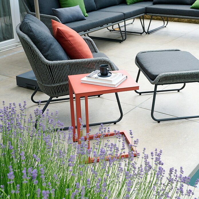 Siena Garden Garten-Beistelltisch Ramo (L x B x H: 33,5 x 40 x 50 cm, Tischplatte aus Fairstone, Quadratisch, Rot) | BAUHAUS