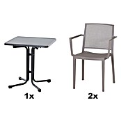 Siena Garden Urban Lights Gartenmöbel-Set Square Sessel/Paco Tisch (Sessel (L x B x H): 56 x 56 x 80 cm, Tisch (L x B x H): 70 x 70 x 71 cm, 3 -tlg., Polypropylen, Melamin, Taupe/Anthrazit) | BAUHAUS