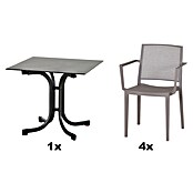 Siena Garden Urban Lights Gartenmöbel-Set Square Sessel/Sola Tisch (5 -tlg., Polypropylen, Taupe/Anthrazit, 80 x 80 cm) | BAUHAUS