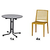 Siena Garden Urban Lights Gartenmöbel-Set Square Stuhl/Sola Tisch (5 -tlg., Polypropylen, Mustard/Anthrazit, ⌀ 80 cm) | BAUHAUS