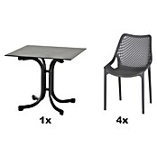 Siena Garden Urban Lights Gartenmöbel-Set District Sessel/Sola Tisch (Tisch (L x B x H): 80 x 80 x 70 cm, Sessel (L x B x H): 50 x 60 x 81 cm, 5 -tlg., Polypropylen, Grau/Anthrazit, Stapelbar) | BAUHAUS