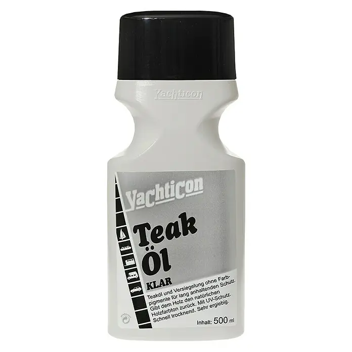 Yachticon Teak-Öl - 500 ml, Klar - Produktbild von Yachticon Teak Öl Klar 500ml. Schützt Teakholz und verleiht ihm eine natürliche Holzfarbe mit UV-Schutz.