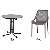 Siena Garden Urban Lights Gartenmöbel-Set District Sessel/Sola Tisch (Tisch (Ø x H): 80 x 70 cm, Sessel (L x B x H): 50 x 60 x 81 cm, 5 -tlg., Polypropylen, Taupe/Anthrazit, Stapelbar) | BAUHAUS