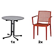 Siena Garden Urban Lights Gartenmöbel-Set Square Sessel/Sola Tisch (3 -tlg., Polypropylen, Brick/Anthrazit, ⌀ 80 cm) | BAUHAUS