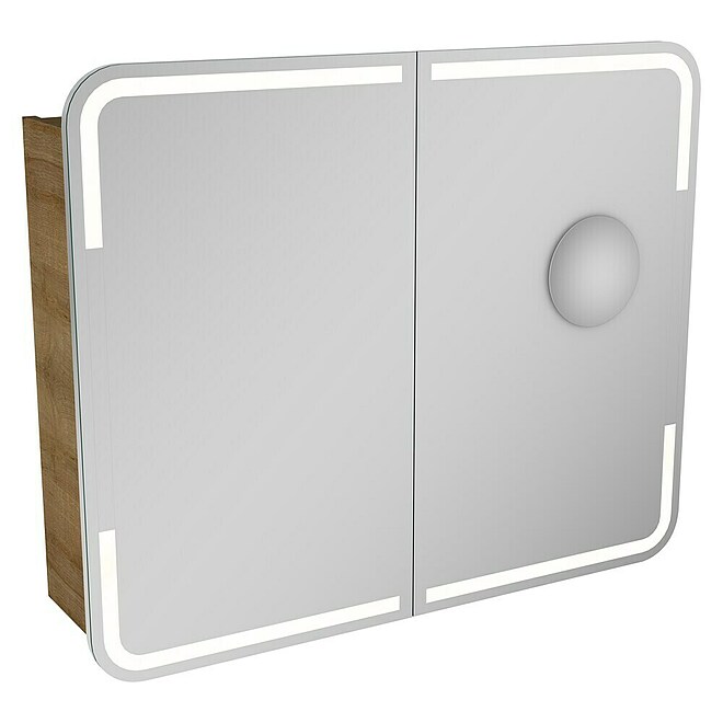 Camargue Stella LED-Spiegelschrank  (B x H: 90 x 73,7 cm, Berg Eiche)