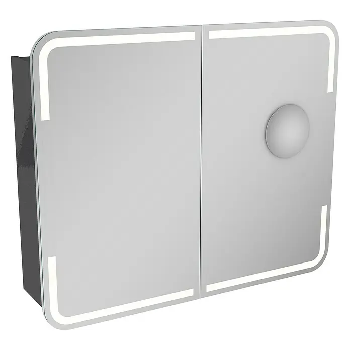 Lanzet M9 Badmöbel-Set M99G2 - 89,2 cm, Grafit - Moderner Spiegelschrank mit Beleuchtung und zwei Türen für das Badezimmer.
